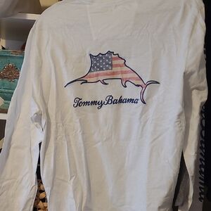 Tommy Bahama White Shirt with Flag Marlin Design